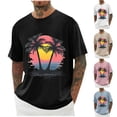 thumbnail image 5 of Chiccall Mens Plus Size T Shirts Summer Beach Short Sleeve Crew Neck Casual Tropical Graphic Tees Tops Khaki ③, 5 of 5