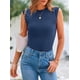 thumbnail image 4 of PRETTYGARDEN Top de Tirantes Mujer Ajustado con Canalé Gris Azul Talle S, 4 of 8