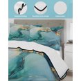 thumbnail image 4 of Teal Marble Full Size Down Alternative Comforter, Lightweight Comforter Quilt Bedding Set with Pillow Shams Impressionist Ink Painted Abstract All Seasons Bed Comforter Duvet Insert 78"x90", 4 of 7
