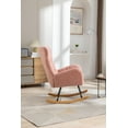 thumbnail image 3 of Soft Teddy Fabric Rocking Chair, Upholstered Chair with Wooden Frame, Black Paint Metal Base, Wooden Rocking Legs, Arm Rocking Chair for Living Room, Bedroom, Office, Pink, 3 of 8