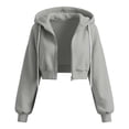 thumbnail image 3 of Girls Short Zip Up Hoodie Jacket Casual Loose Fit Long Sleeve Outerwear Top for Kids Teenagers Everyday Wear Comfortable Coat, 3 of 4