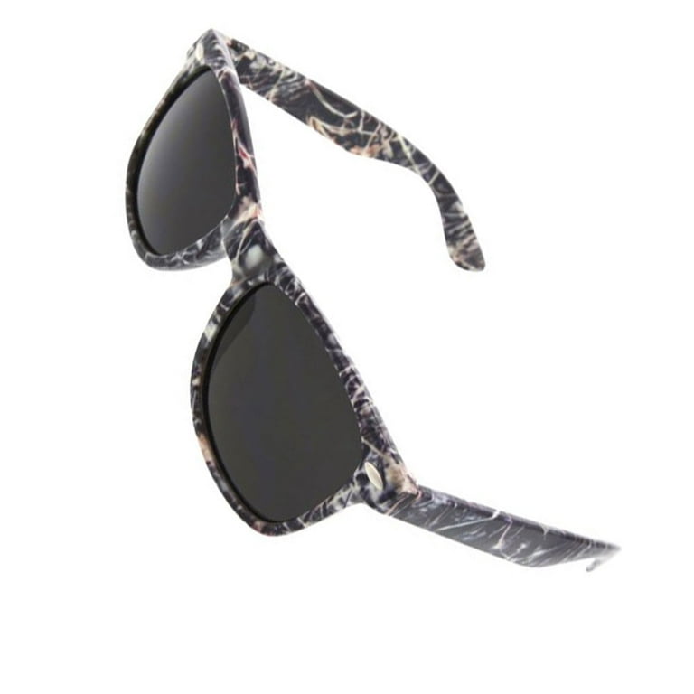 Men's Camouflage Hunting Fishing Sunglasses Classic Retro Brown Vintage - Black/White Camo,100% UVA & UVB