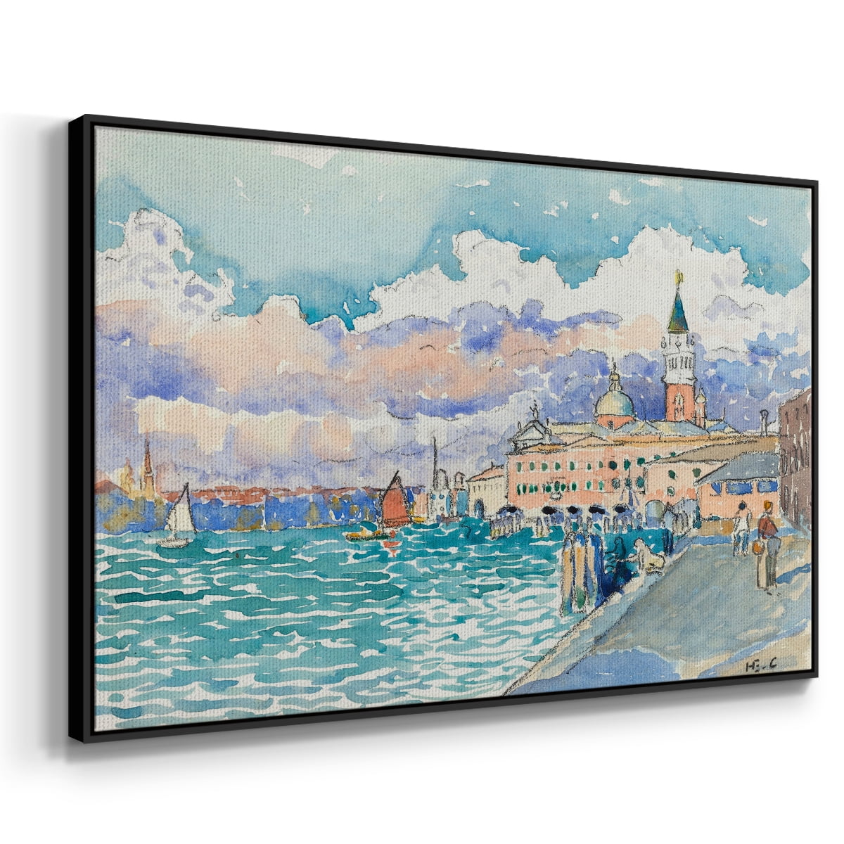 Vintage Landscape-CXVII By Wexford Home Framed in Black Wood Gallery Wrapped Canvas 17 in. x 25 in.