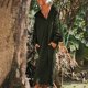 thumbnail image 3 of Vestido largo con capucha de mezcla de algodón Cremallera lateral Traje de vacaciones básico de corte holgado para mujer, 3 of 8