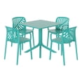 thumbnail image 2 of WestinTrends Playa 5-Piece Outdoor Square Patio Dining Table Set with Stackable Patio Dining Chairs, Turquoise, 2 of 15