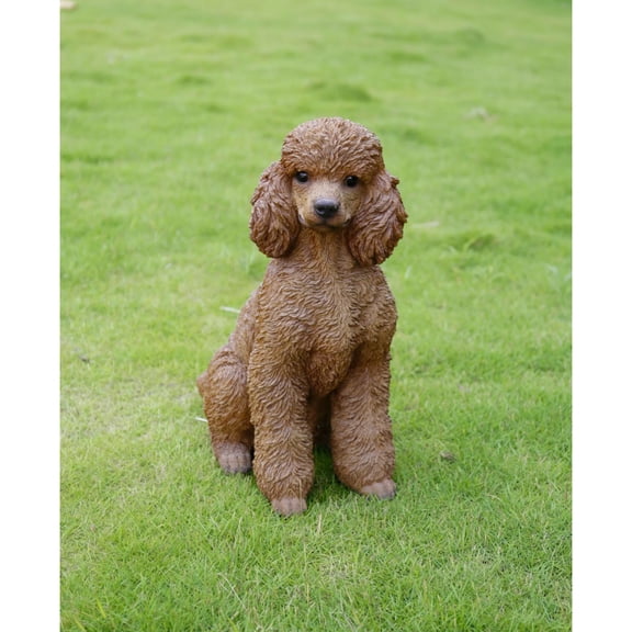 Hi-Line Gifts 19" Brown Sitting Poodle Outdoor Garden Statue