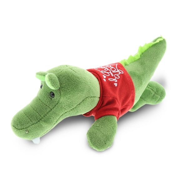 DolliBu I LOVE YOU Plush Green Alligator - Cute Stuffed Animal with Red Shirt For Valentine, Anniversary, Romantic Date, Boyfriend, or Girlfriend Gift - 7 Inches
