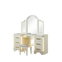 CoSoTower Vanity Set with Side LED Lightning Made with Wood in Beige
