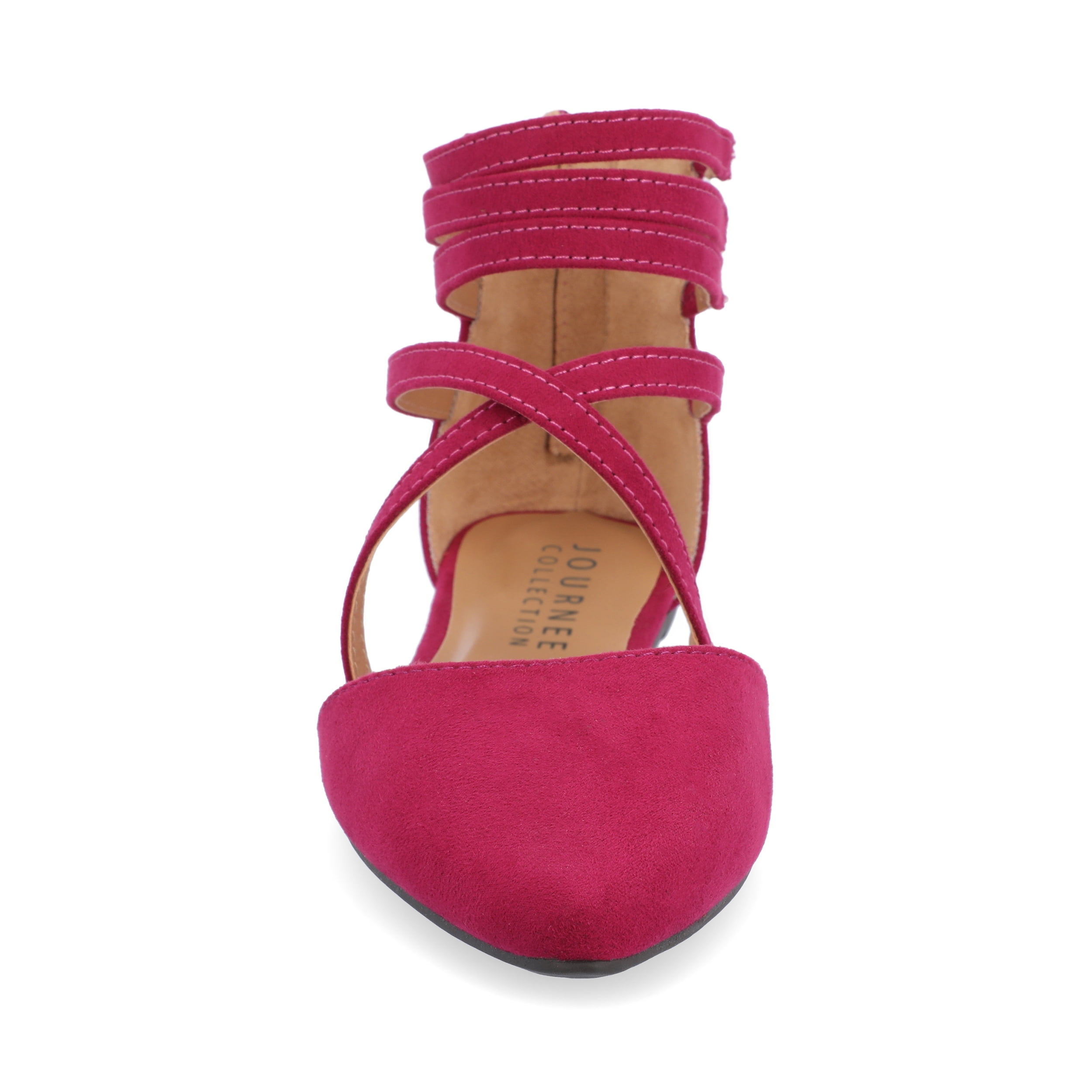 Journee Womens Marlee Back Heel Zip Pointed Toe Cage Flats