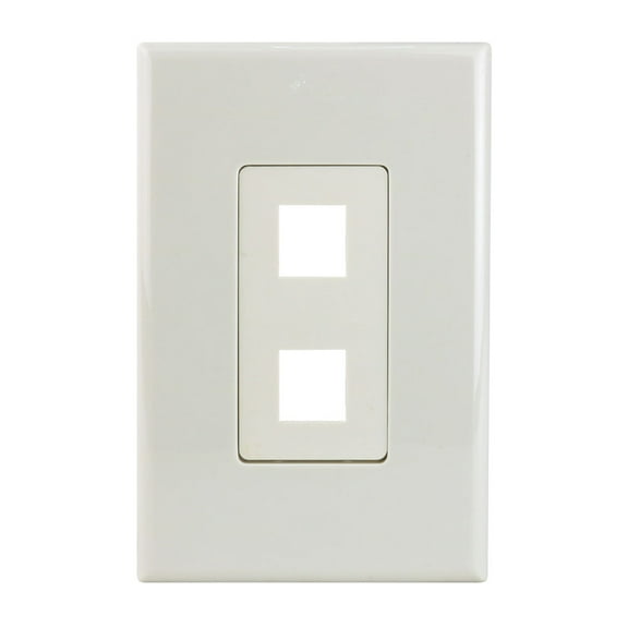 Construct Pro 2-Port Keystone Wall Plate with Screwless Face (Color: Light Almond)