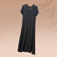 thumbnail image 5 of Asxite Womens Pajamas Solid Rayon Stretchy Breathable Crew Neck Short Sleeve Nightgowns, 5 of 5