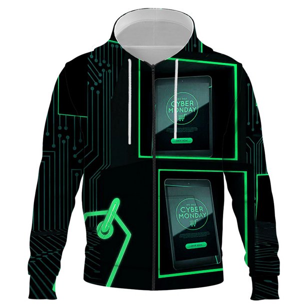 Sudadera con capucha informal con estampado 3D de tecnología del futuro para hombre y mujer, moda 2024, divertida, con cremallera