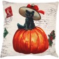 thumbnail image 4 of Juego de 4 fundas de almohada decorativas para Halloween con forma de calabaza para niña, funda de cojín para sofá de 18 x 18 pulgadas, decoración de Halloween, decoración para interiores y exteriores, 4 of 5