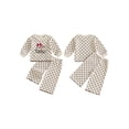 thumbnail image 2 of Cjfdfy Toddler Baby Girl Thanksgiving Outfit Little Turkey Embroidery Long Sleeve Dot Waffle Knit Tops Pants Set Little Baby Cute My First Thanksgiving Fall Winter Outfit, 2 of 9