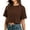 A-Brown92, variant on Yuanlong Womens Tshirts Round Neck Short Sleeve Summer Cropped T Shirts Solid Color Loose Fit Minimalist Sporty Basic Tees