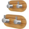 thumbnail image 3 of Gancho adhesivo, ganchos de pared para baño, toallero, cocina, dormitorio, bambú y acero inoxidable, 3 of 5