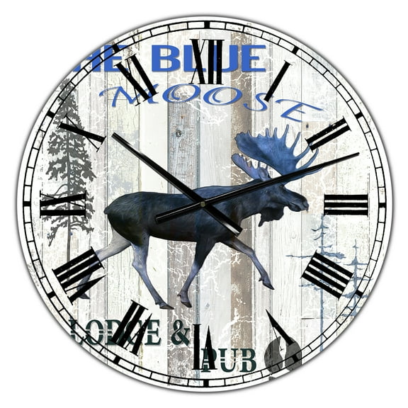 Designart Oversized Multicolor Analog Round Cottage Modern Wall Clocks, CLM25561-C23