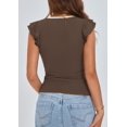 thumbnail image 2 of Remera PRETTYGARDEN Ajustada Sin Mangas con Volados Marrón Talle S, 2 of 8