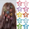 thumbnail image 2 of 10PCS Star Snap Hair Clips For Girls Non-slip Toddlers Colorful Cute Lovely Metal Hair Barrettes Candy Color Hair Snap Clips Hair Accessories For Girls Kids Baby Teens Women, 2 of 6