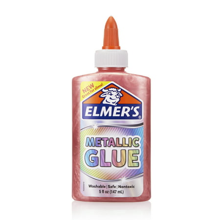 Elmer's Metallic Liquid Glue, Great for Making Slime, Washable, Pink, 5