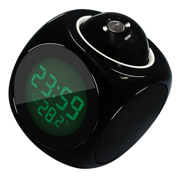 Toystoory Reloj despertador de proyección LED multifunción con relojes parlantes de voz Termómetro electrónico de pared digital para Decoración del hogar