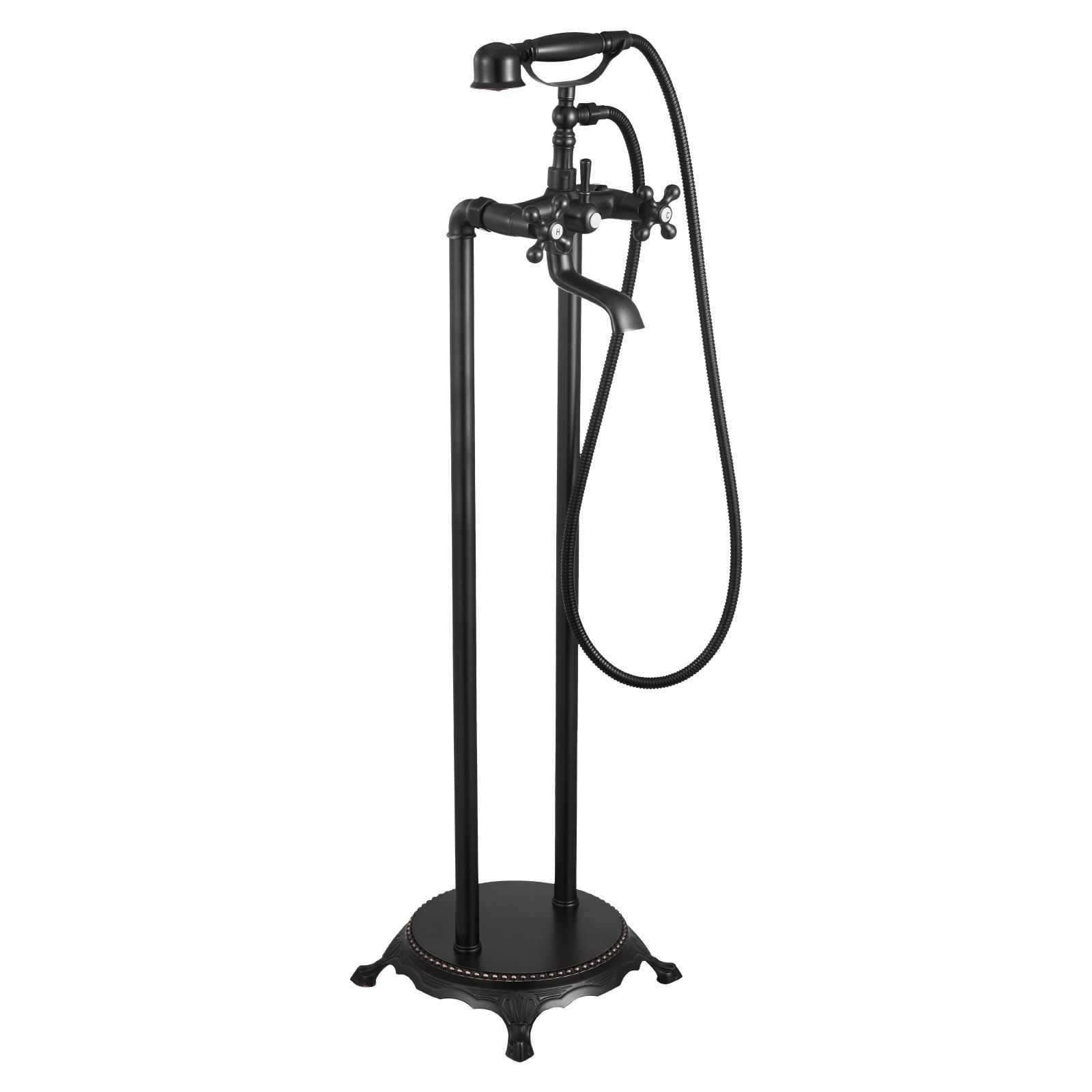 Clawfoot Bathtub Faucet, Freestanding Tub Faucets with Handheld Shower, Vintage Oil-Rubbed Bronze Tub Filler Faucet Shower Kit with 360° Rotation Spout & 59-inch Long Hose for Bathtubs