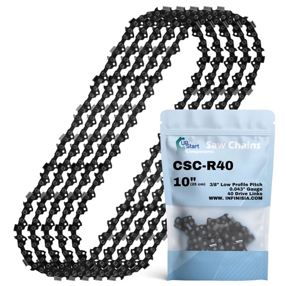 5-Pack 10-Inch Chainsaw Chain R40 Replacement for Makita XCU05 - (10", 3/8", .043", 40 Drive Links)