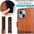 thumbnail image 5 of Étui Portefeuille KEZiHOME pour iPhone 14, Cuir Véritable Flip Cover [RFID Blocking] [TPU Inner Shell] Support de Fermeture Magnétique, 5 of 5
