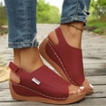 thumbnail image 5 of KEVCHE Strappy Wedge Sandals for Women, Dressy Summer Ankle Strap Open Toe Arch Support Sandals, Casual Comfortable Vacation Shoes, Plus Size Buttoned Peep Toe Sandals, 5 of 6