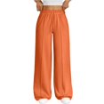 thumbnail image 3 of Fashion Women's High Waist Wide Leg Loose Casual Drawstring Sports Pants, Orange Yellow, Size M, 3 of 6