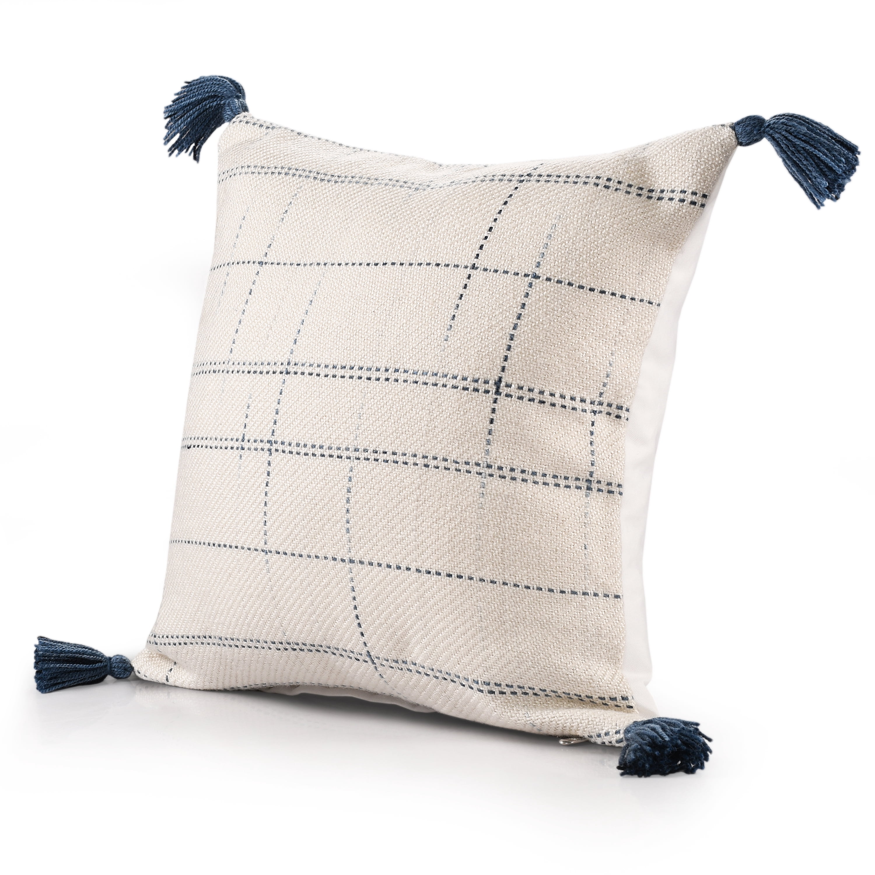 Harlow Hill Eva 20" x 20" Ivory/Blue Geometric Performance Adult Decorative Throw Pillow Cover