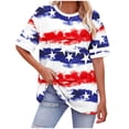 thumbnail image 2 of WPPGONE USA T Shirt for Women Plus Size Crewneck Short Sleeve Summer Casual Loose Fit Patriotic Tops 4th of July Graphic Tee American Flag Stars Stripes Red White and Blue Outfits, 2 of 7