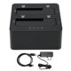 thumbnail image 1 of Base para disco duro externo USB C 3.0 a SATA compatible con clonador de HDD SSD de 16 TB y 5 Gbps para bahía doble de 2,5 y 3,5 pulgadas SATA I II III SSD HDD enchufe de la UE, 1 of 10
