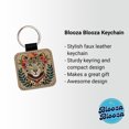 thumbnail image 2 of Leopard Head Floral Flowers Faux Leather Square Keychain, 2 of 7