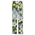 thumbnail image 6 of White Flowers And Green Fruits Pattern Winter Female Pants Flannel High Waist Women Pants Lady Warm Straight Leg Plush Trousers, 6 of 7