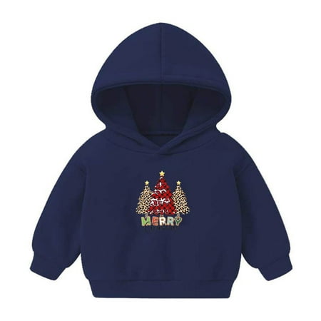 

Virmaxy Merry Christmas Unisex Kids Hoodies Toddler Baby Boys Girls Hoodies Children s Casual Christmas Tree Letter Print Sweatshirt For The Baby Gift Navy-B 3T