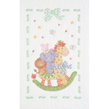 Jack Dempsey Giraffe And Friends Stamped White Quilt Crib Top, 40
