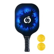 Pickleball Paddle Outdoor Sports School Game - Pickleball Racket for Quiet & Light Rackets with 2 Yellow Pickle Balls - Blue