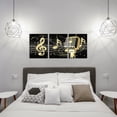 thumbnail image 5 of 3 Piece Music Canvas Wall Art Black Gold Microphone and Musical Note Picture Paintings Giclee Print Modern Home Studio Bedroom Living Room Decor Stretched Ready to Hang, 5 of 6