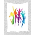 thumbnail image 1 of Youth Tapestry, Watercolor Group of Friends Jumping Human Silhouettes in Rainbow Colors Energy Print, Wall Hanging for Bedroom Living Room Dorm Decor, 40W X 60L Inches, Multicolor, by Ambesonne, 1 of 2