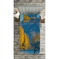 thumbnail image 3 of Ambesonne Nature Quilted Bedspread Set 2 Pcs, Sunken Tree Lake Rural, Twin Size, Earth Yellow Pale Blue, 3 of 3