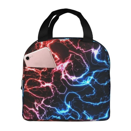 Insulated Lunch Bag for Women Men - Red And Blue Lightning Leakproof Cooler Lunch Box for Women Men  Lunch Tote Bags for Work School Picnic Travel