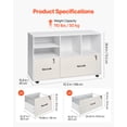 thumbnail image 3 of VEVOR 2 Drawer Wooden File Cabinet, Mobile Filing Cabinet with Open Shelves, Lockable Lateral Rolling File Storage with Adjustable Shelves, Free Standing Printer Stand for Home Office School, White, 3 of 9