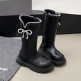 thumbnail image 4 of Quealent Girls' Knee High Riding Boots Cute Bow Riding Boots Non Slip Side Zipper Boots Tall Waterproof Winter Boots Black for Size 11, 4 of 8