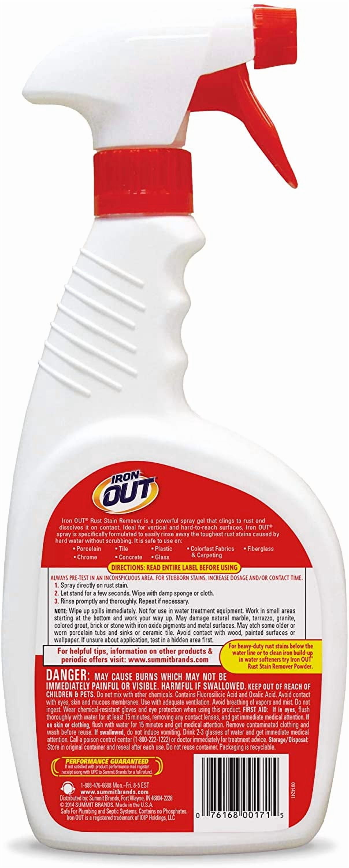 Iron OUT Rust Stain Remover Spray Gel, 24 fl oz, 3 Bottles