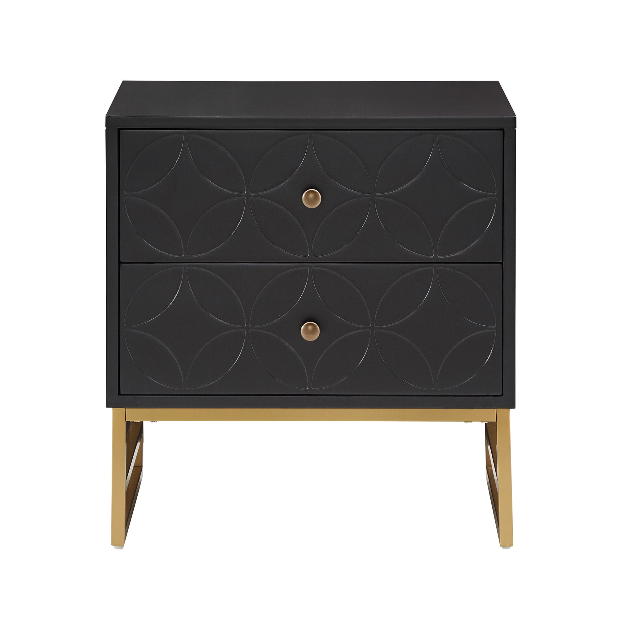Weston Home Shiloh Arched Diamond Gold Metal End Table, Black