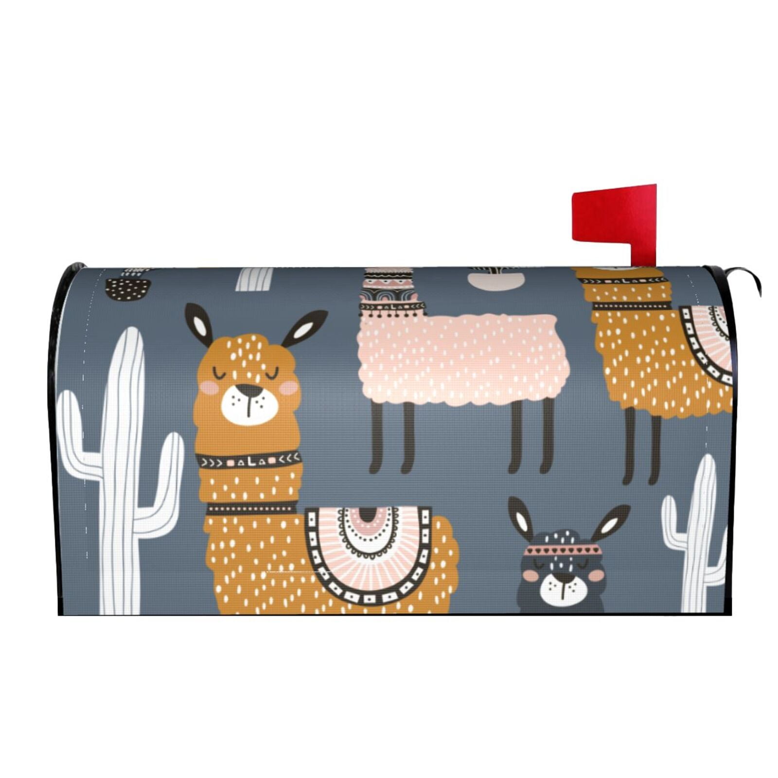 Xecao Llama and Cactus for Mailbox Cover with Magnetic Strips, Waterproof and Sunscreen, Adds a Decorative Touch to Your Garden Yard.