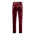 thumbnail image 4 of Men's British Style Velvet Suit Pants, Straight Leg Retro Dress Trousers with Expandable Elastic Waist and Pockets, Business Casual Office Pants for Daily Wear Wine L, 4 of 8