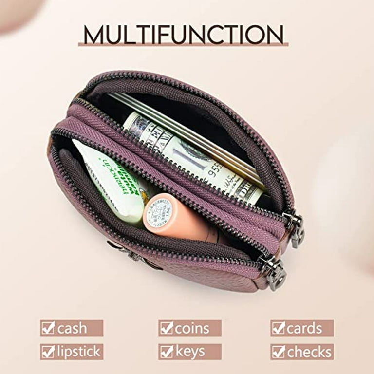 Mini Genuine Leather Women's Zipper Wallet Coin Purse New Designer Lipstick  Bag