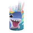 thumbnail image 1 of Tiburón Perro-theme Cylinder Pen Holder Pencil Organizer with Flannel Lining PVC Leather Material Cardboard Base for study work 10*8CM, 1 of 6